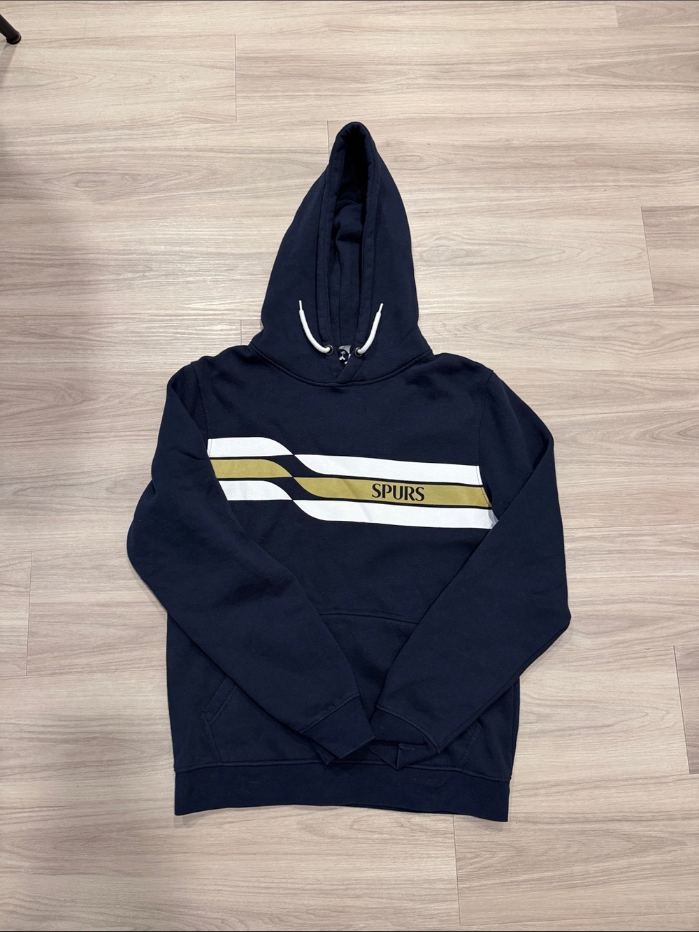 Pur Navy Hoodie with White and Gold Stripes